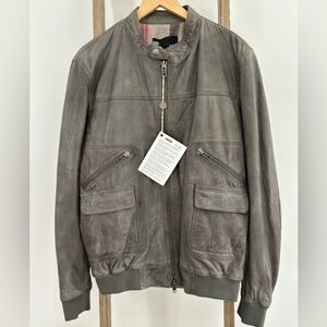Bully Men's Genuine Leather Bomber Flight Jacket Vintage 90s Moto Size Large NWT